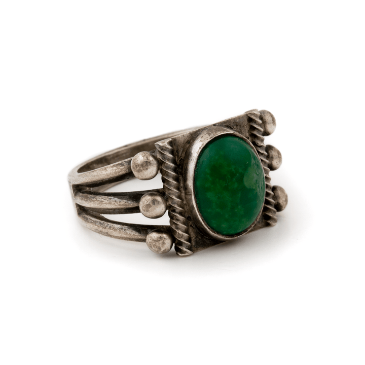 Silver x 1970's Triple Split - Shank Cerillios Turquoise Navajo Ring - Kingdom Jewelry