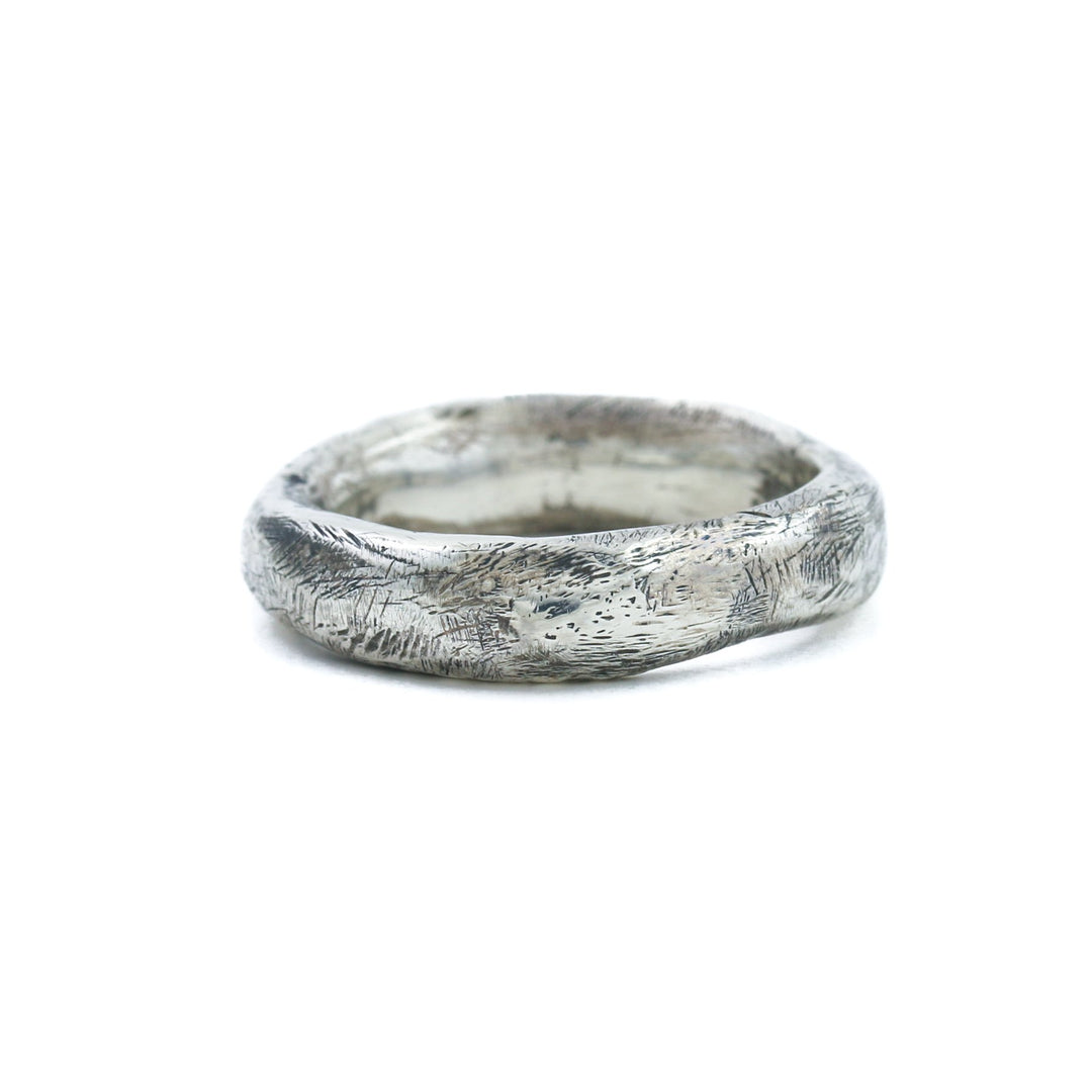 Silver x 5mm "Raw Textured" Brutalist Tube Band - Kingdom Jewelry