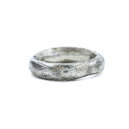 Silver x 5mm "Raw Textured" Brutalist Tube Band - Kingdom Jewelry