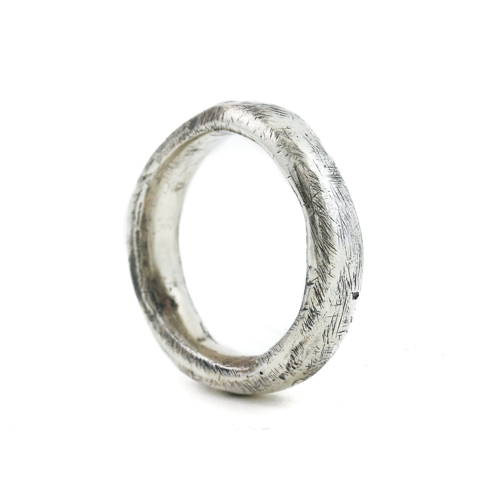 
                  
                    Silver x 5mm "Raw Textured" Brutalist Tube Band - Kingdom Jewelry
                  
                