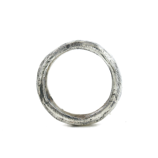 Silver x 5mm "Raw Textured" Brutalist Tube Band - Kingdom Jewelry