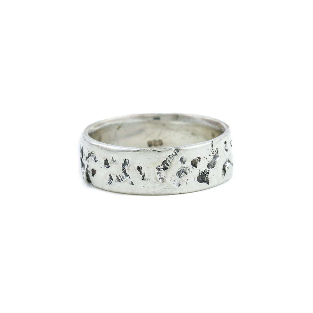 Silver x 6mm "Stone-Textured" Brutalist Band - Kingdom Jewelry