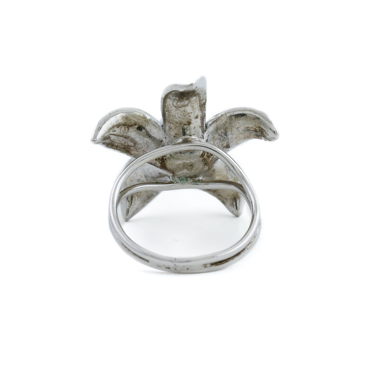 Silver x 8mm White Pearl Jasmine Flower Ring - Kingdom Jewelry