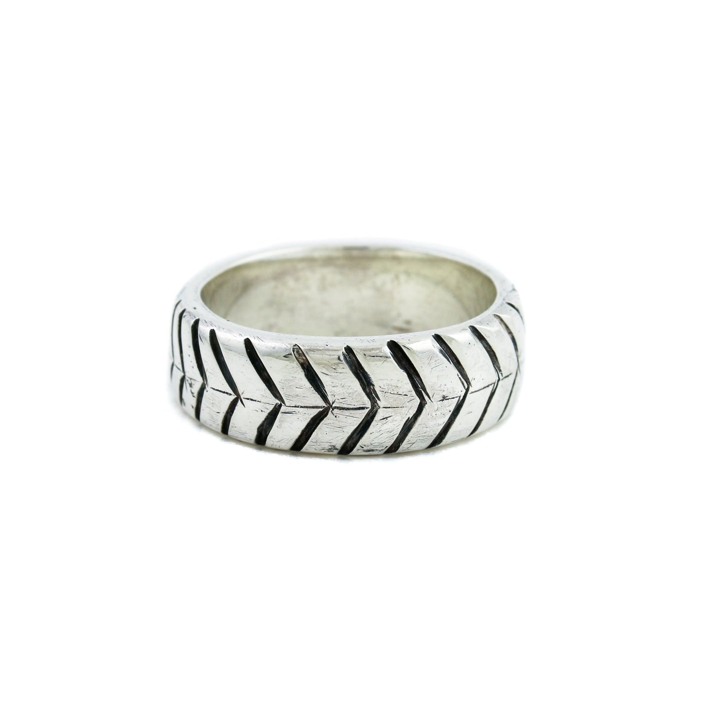 Silver x 9mm "Chevron" Brutalist Band - Kingdom Jewelry