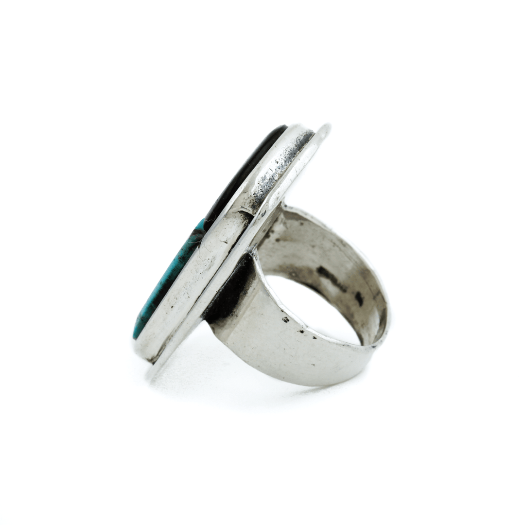 Silver x Abstract 1970's Multi - Stone Cobblestone Navajo Inlay Ring - Kingdom Jewelry