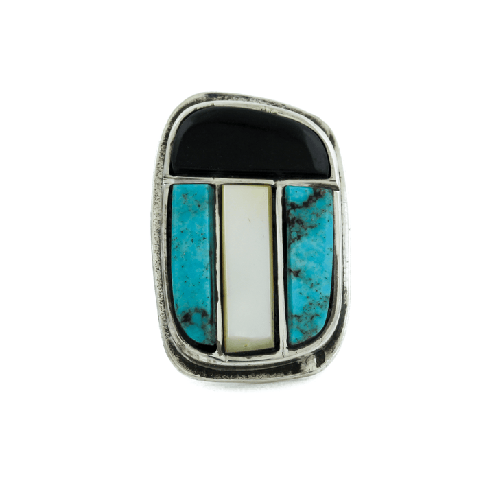 Silver x Abstract 1970's Multi - Stone Cobblestone Navajo Inlay Ring - Kingdom Jewelry