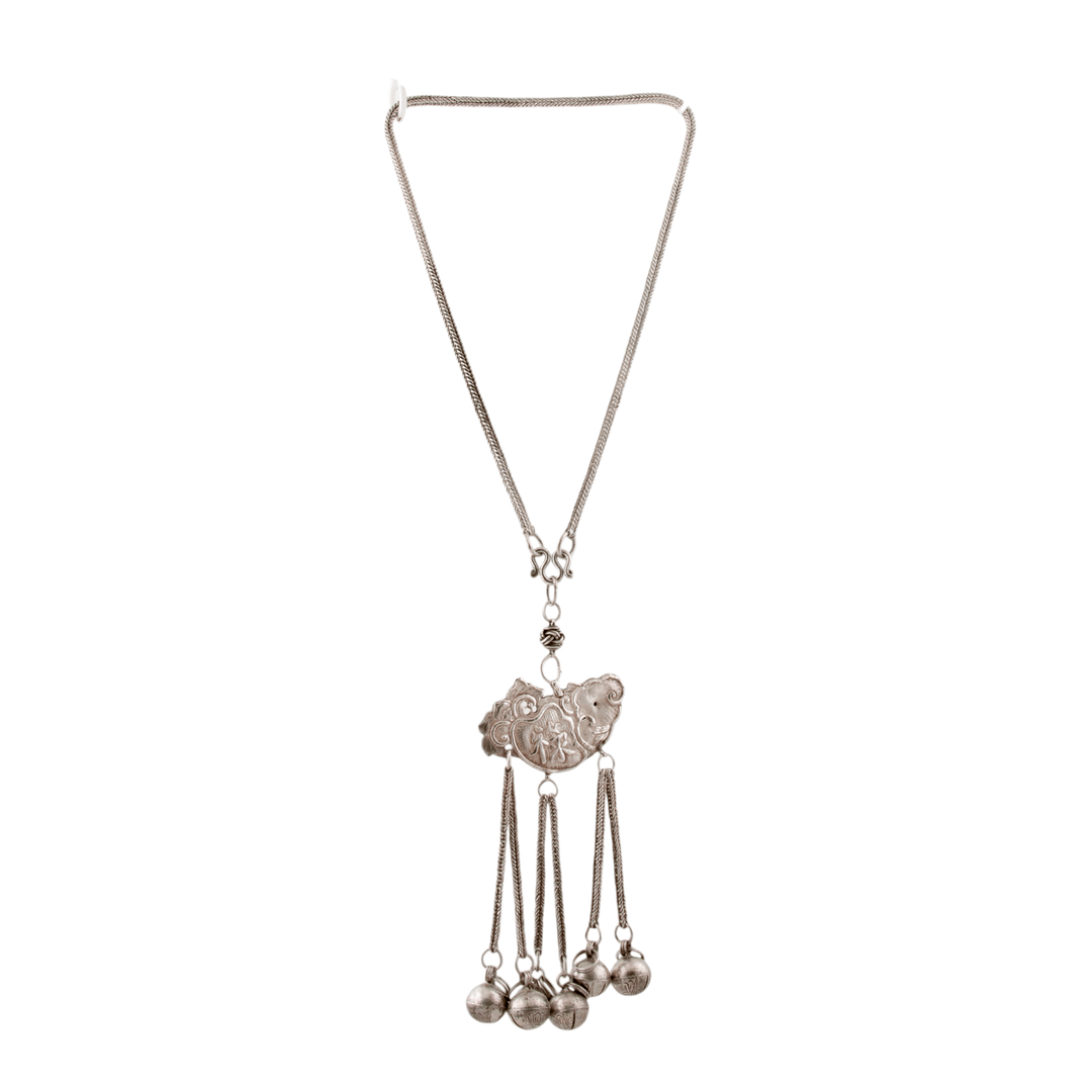 Silver x Antique Tibetan "Babao Bell" Chime Necklace - Kingdom Jewelry