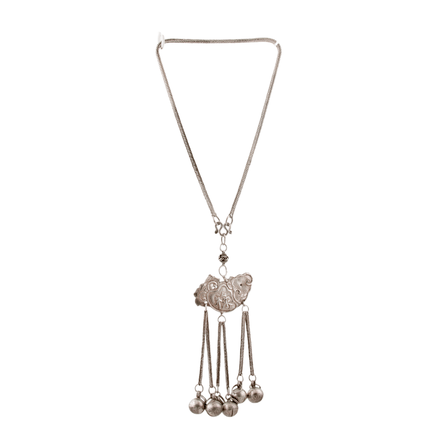 Silver x Antique Tibetan "Babao Bell" Chime Necklace - Kingdom Jewelry