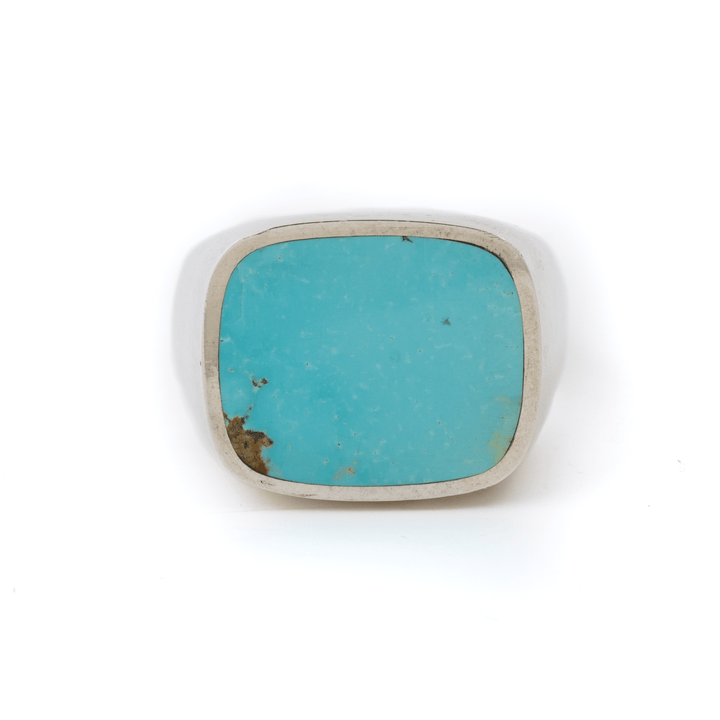 Silver x Armenian Turquoise Cushion Inlay Signet - Kingdom Jewelry
