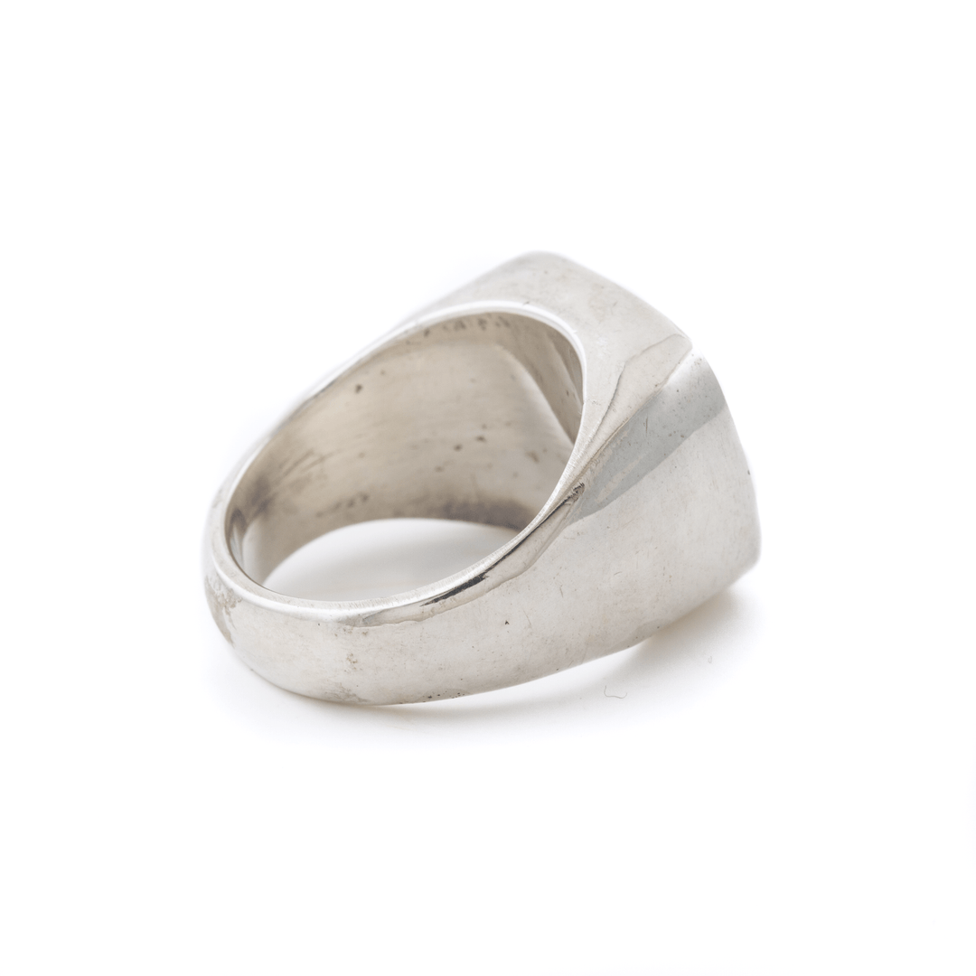 Silver x Armenian Turquoise Cushion Inlay Signet - Kingdom Jewelry