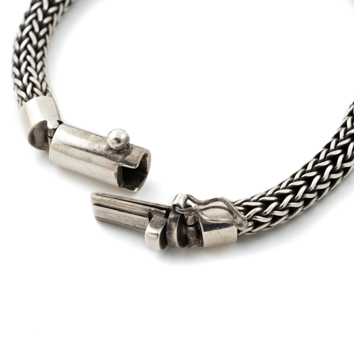 Silver x Balinese Braided Snake Link Bracelet - Kingdom Jewelry