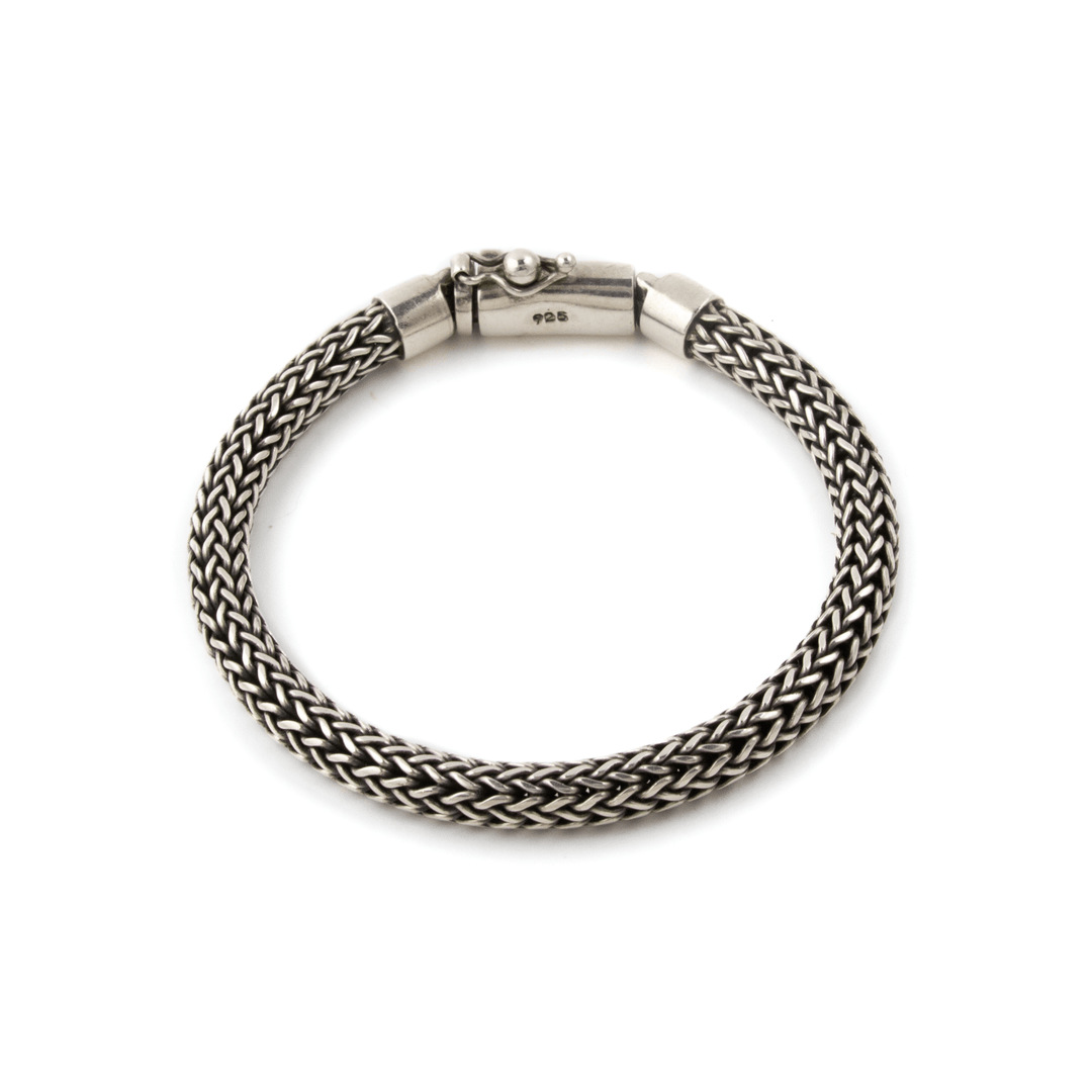 Silver x Balinese Braided Snake Link Bracelet - Kingdom Jewelry