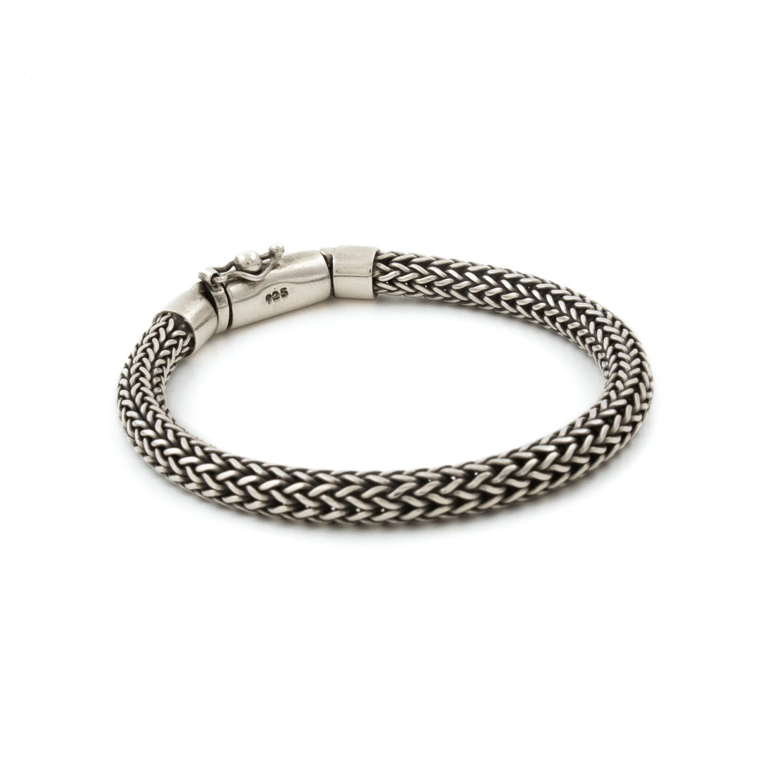 Silver x Balinese Braided Snake Link Bracelet - Kingdom Jewelry