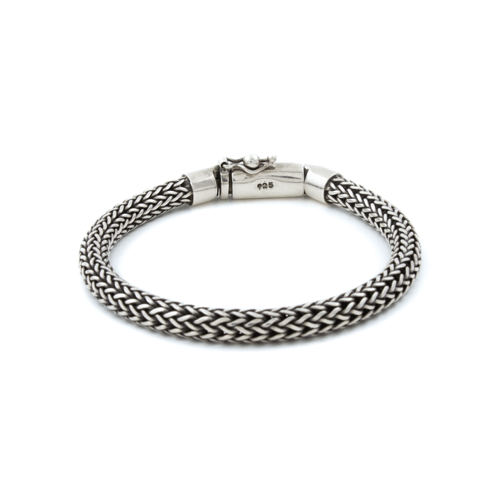 Silver x Balinese Braided Snake Link Bracelet - Kingdom Jewelry
