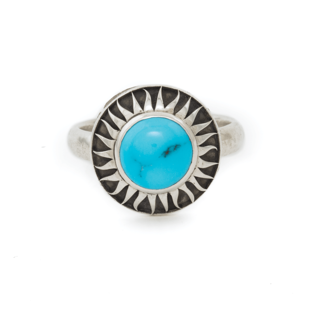 Silver x Blue Ridge Turquoise "Black Hole Sun" Signet - Kingdom Jewelry
