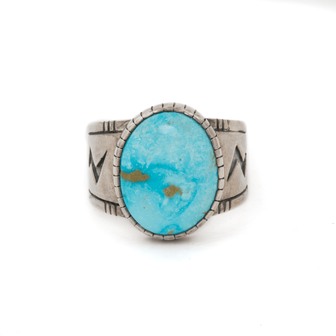 Silver x Blue Ridge Turquoise "Silverbolt" Ring - Kingdom Jewelry