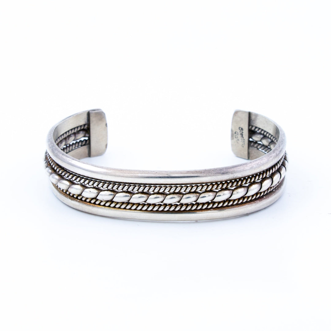 Silver x Classic 1980's Split - Rope Navajo Row Cuff - Kingdom Jewelry