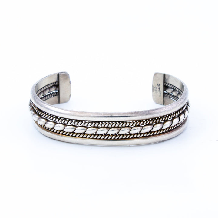 Silver x Classic 1980's Split - Rope Navajo Row Cuff - Kingdom Jewelry