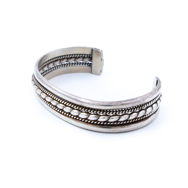 Silver x Classic 1980's Split - Rope Navajo Row Cuff - Kingdom Jewelry