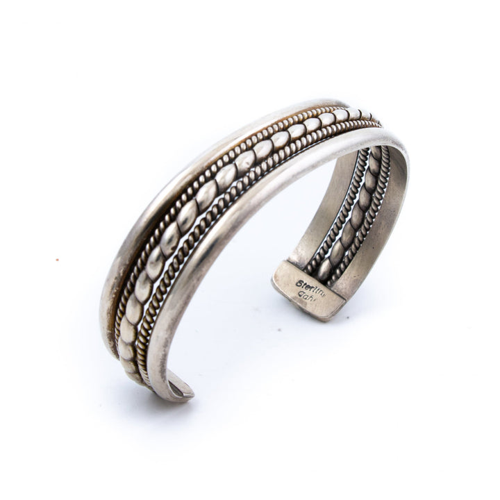 Silver x Classic 1980's Split - Rope Navajo Row Cuff - Kingdom Jewelry
