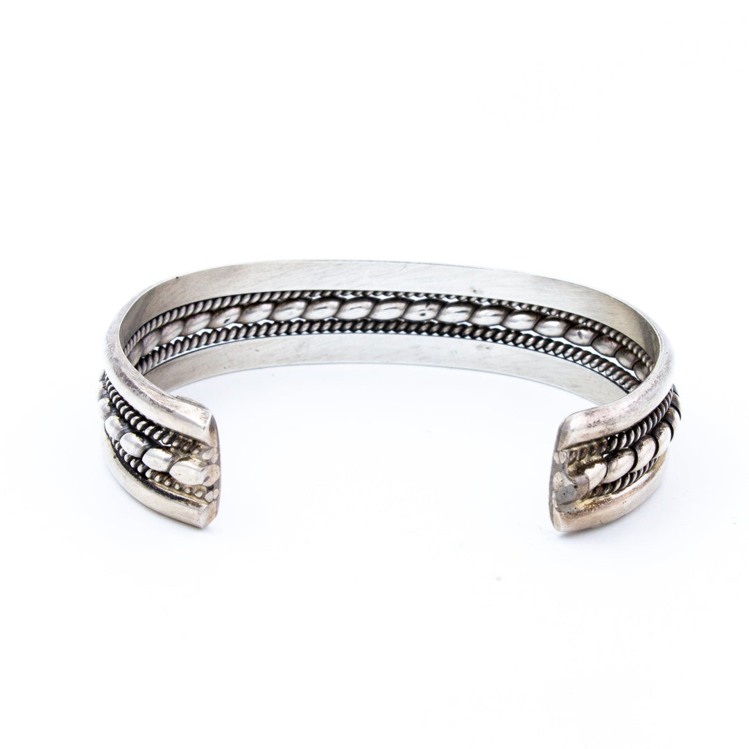 Silver x Classic 1980's Split - Rope Navajo Row Cuff - Kingdom Jewelry