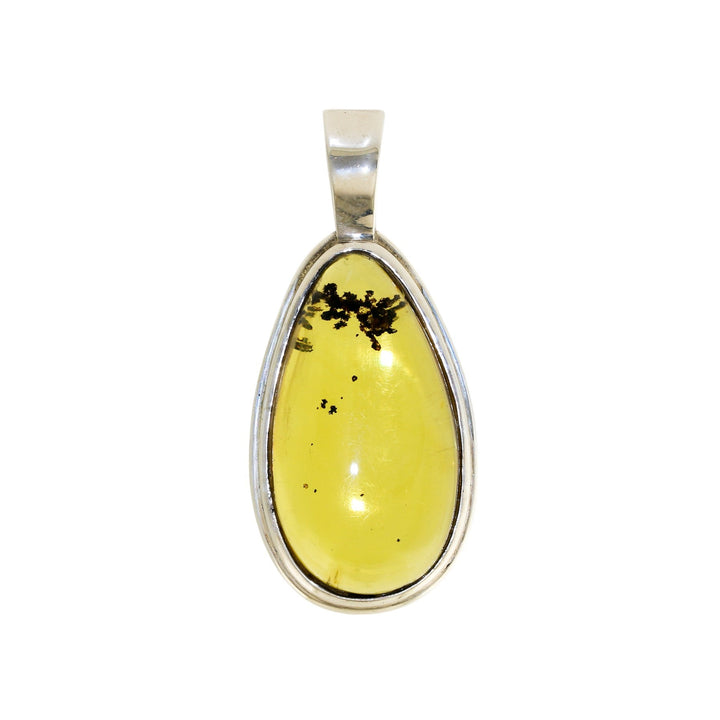 Silver x Contemporary Chiapas Amber Teardrop Pendant - Kingdom Jewelry