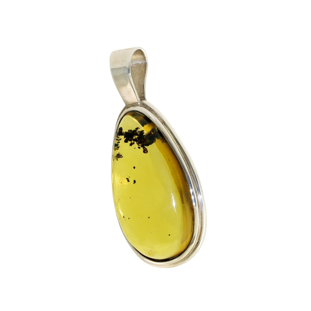 Silver x Contemporary Chiapas Amber Teardrop Pendant - Kingdom Jewelry