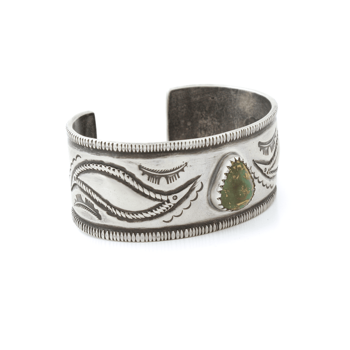 Silver x Contemporary "Falcon Trading Co." Southwest Ingot Turquoise Cuff - Kingdom Jewelry