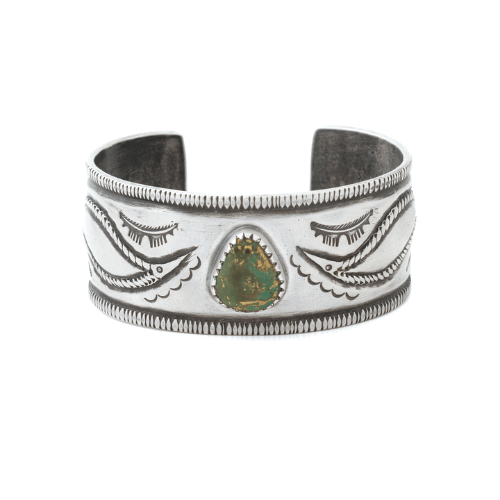 Silver x Contemporary "Falcon Trading Co." Southwest Ingot Turquoise Cuff - Kingdom Jewelry