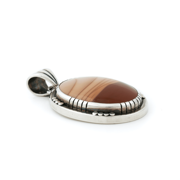 Silver x Contemporary Oval - Cut Landscape Bruneau Jasper Pendant - Kingdom Jewelry