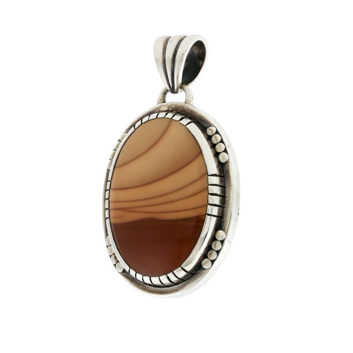 Silver x Contemporary Oval - Cut Landscape Bruneau Jasper Pendant - Kingdom Jewelry