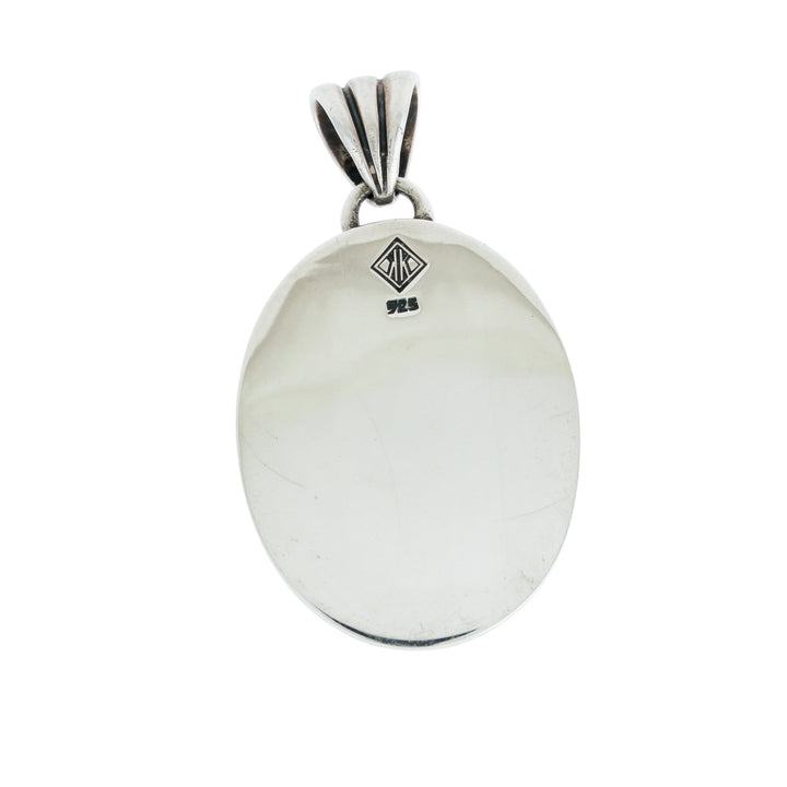Silver x Contemporary Oval - Cut Landscape Bruneau Jasper Pendant - Kingdom Jewelry