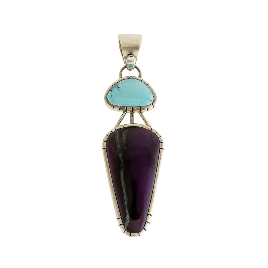 Silver x Contemporary Sugilite & Golden Hills Turquoise Tandem Pendant - Kingdom Jewelry