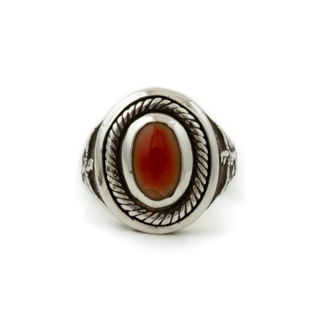 Silver x Corrupted Red Coral "Echoes of Egypt" Goddess Isis Signet - Kingdom Jewelry