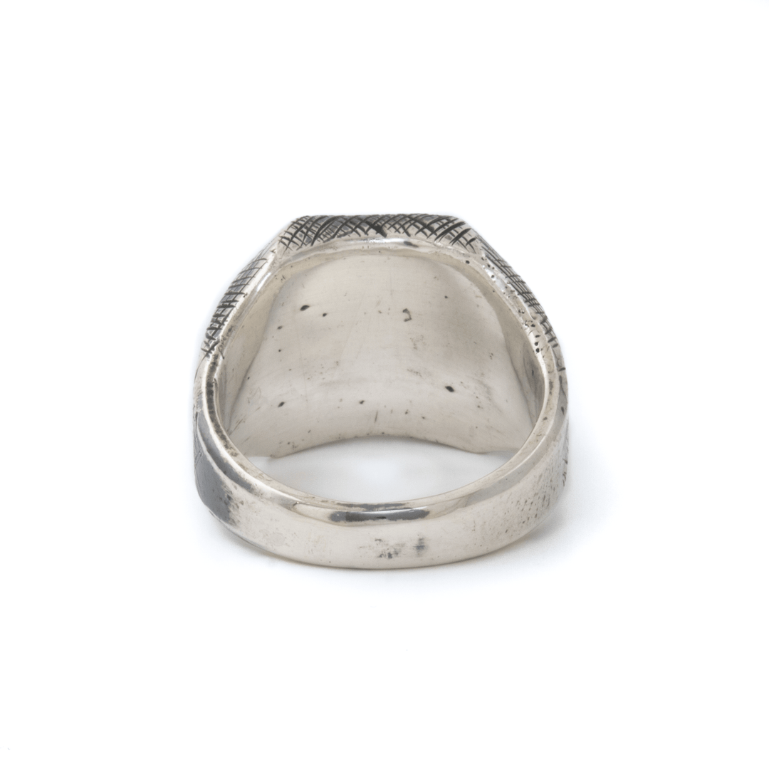 Silver x Cross - Hatched Textured Chamfered Pietersite Inlay Signet - Kingdom Jewelry