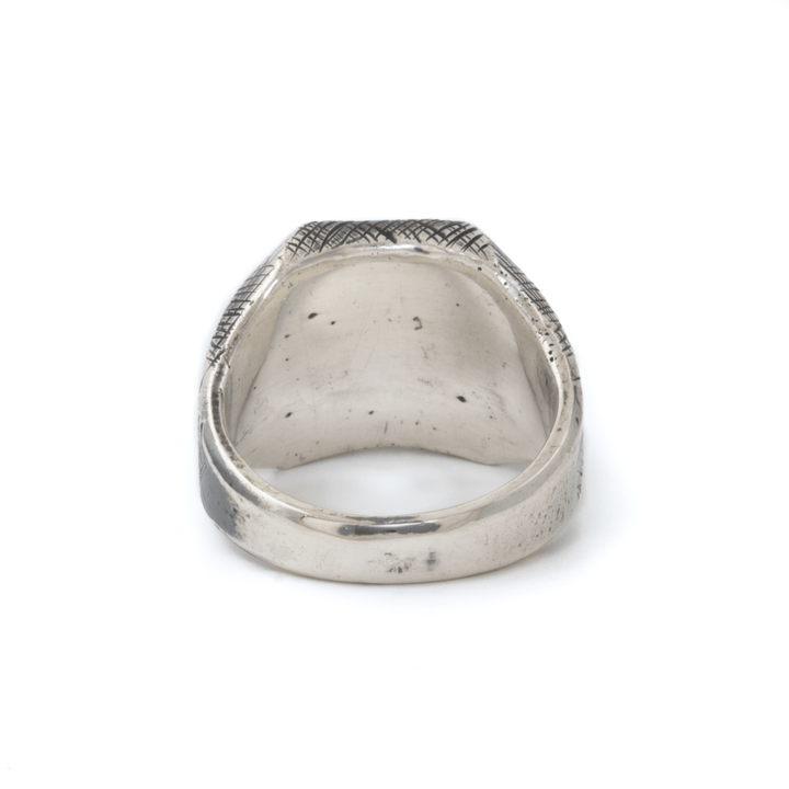Silver x Cross - Hatched Textured Chamfered Pietersite Inlay Signet - Kingdom Jewelry