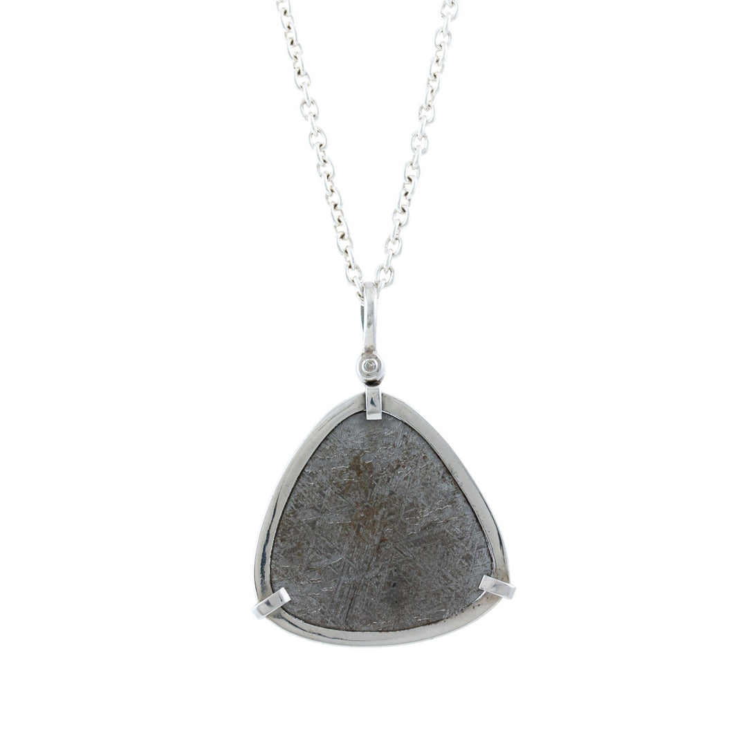 Silver x Crystallized Gibeon Meteorite Guitar Pick Pendant Necklace - Kingdom Jewelry