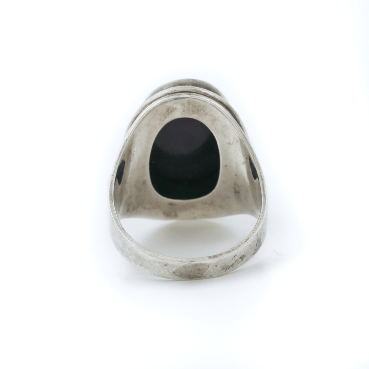 Silver x Domed 1970's Purple Cat's Eye Signet - Kingdom Jewelry