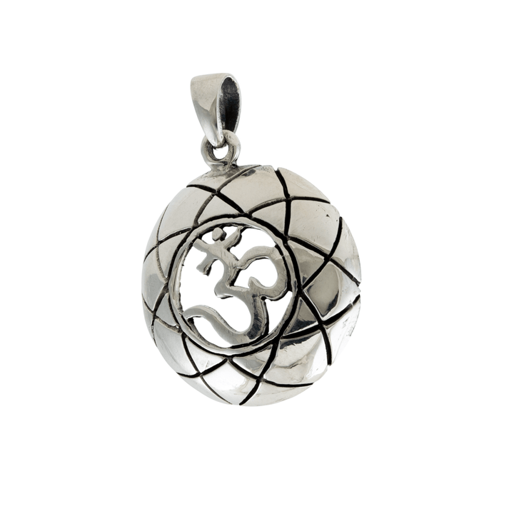 Silver x Domed Om ॐ Symbol Amulet Pendant - Kingdom Jewelry