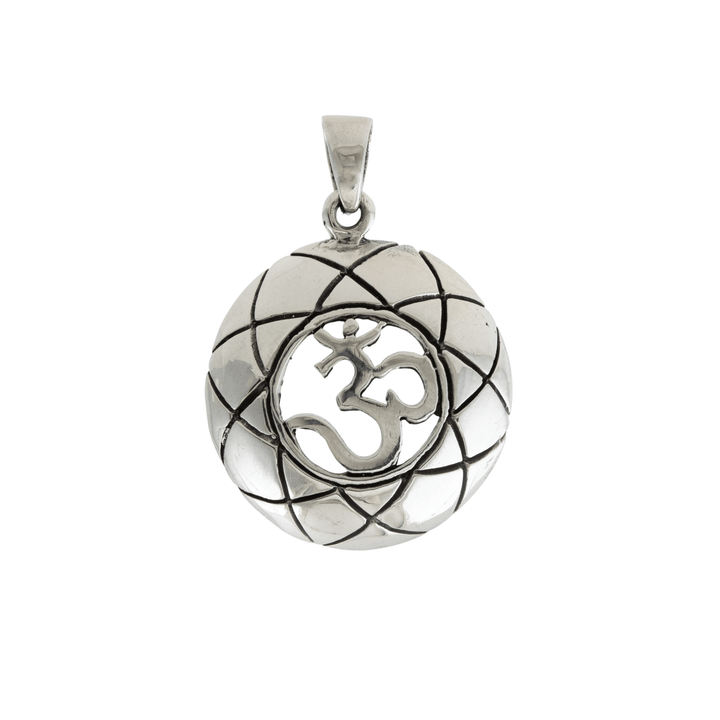Silver x Domed Om ॐ Symbol Amulet Pendant - Kingdom Jewelry