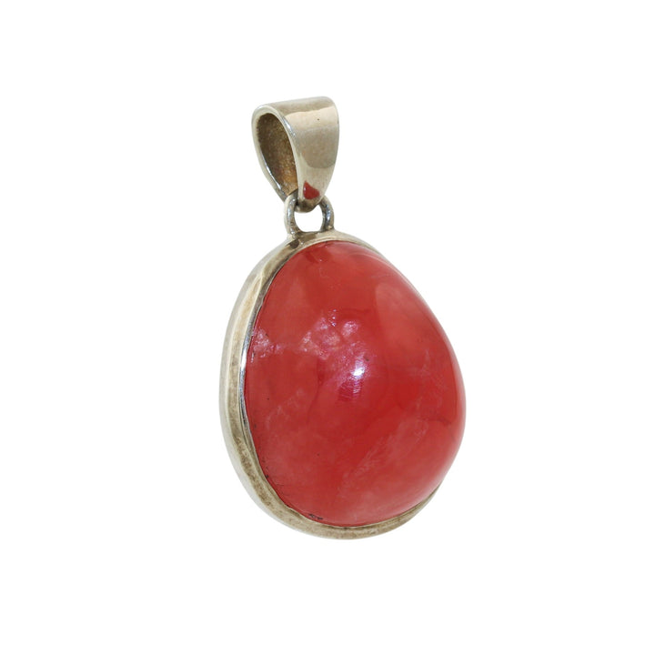 Silver x Domed Pear Rhodochrosite Pendant - Kingdom Jewelry