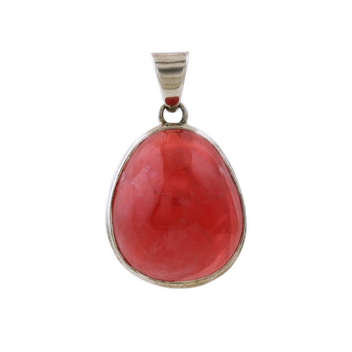 Silver x Domed Pear Rhodochrosite Pendant - Kingdom Jewelry