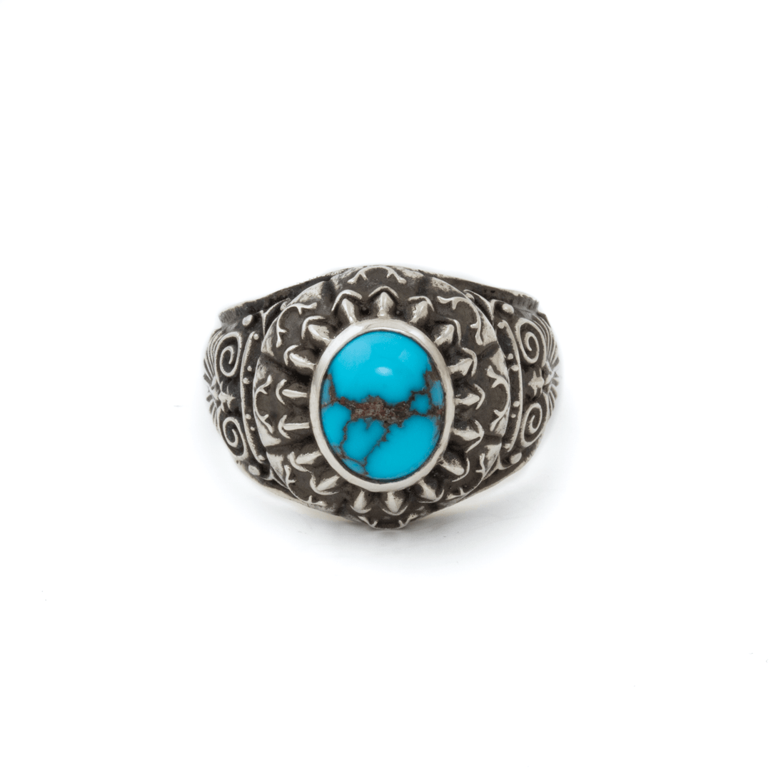 Silver x Egyptian Turquoise Art - Deco "Bastille" Signet - Kingdom Jewelry