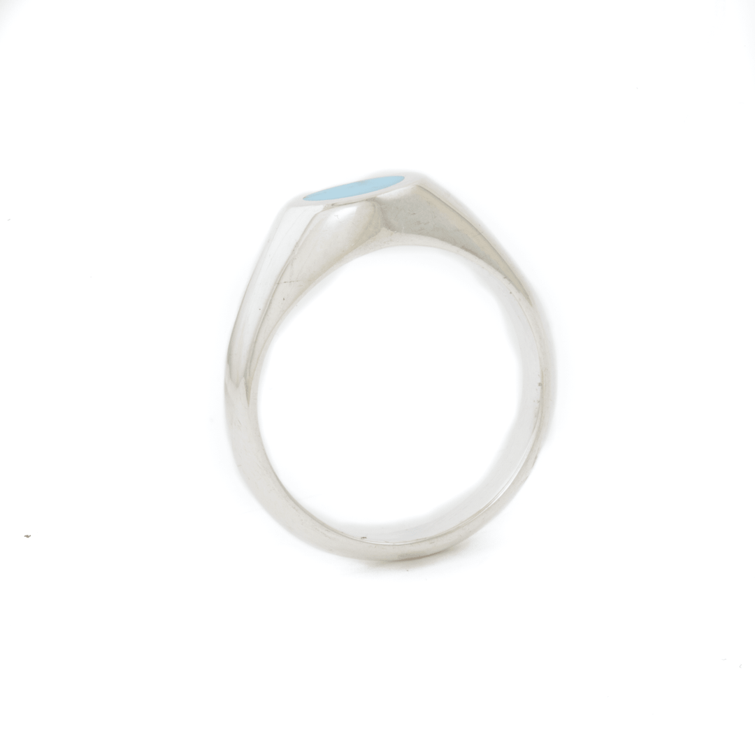 Silver x Egyptian Turquoise Oval Inlay Signet - Kingdom Jewelry
