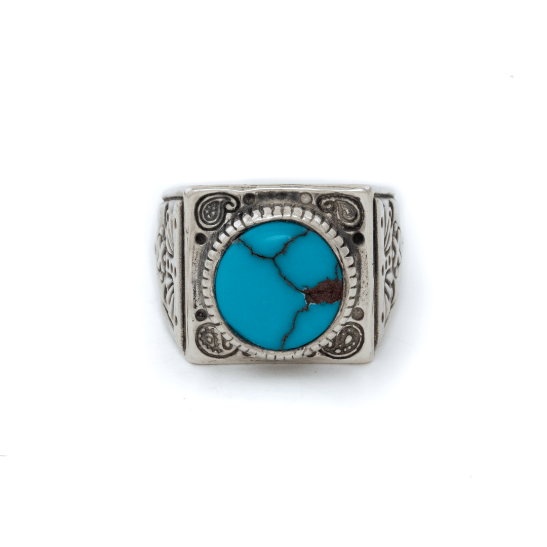 Silver x Egyptian Turquoise "Paisley Dream" Signet - Kingdom Jewelry