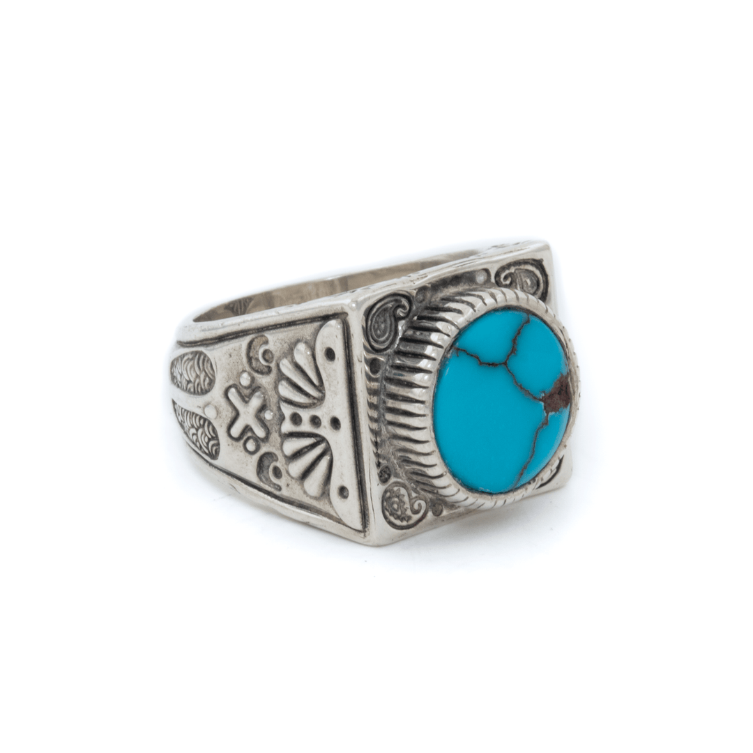 Silver x Egyptian Turquoise "Paisley Dream" Signet - Kingdom Jewelry