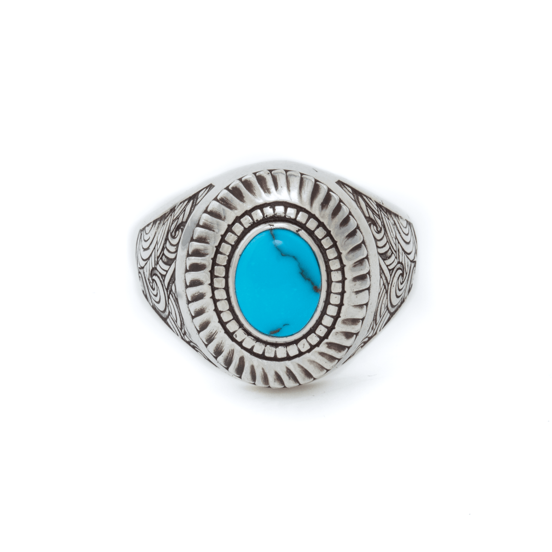 Silver x Egyptian Turquoise "Senturion" Signet - Kingdom Jewelry