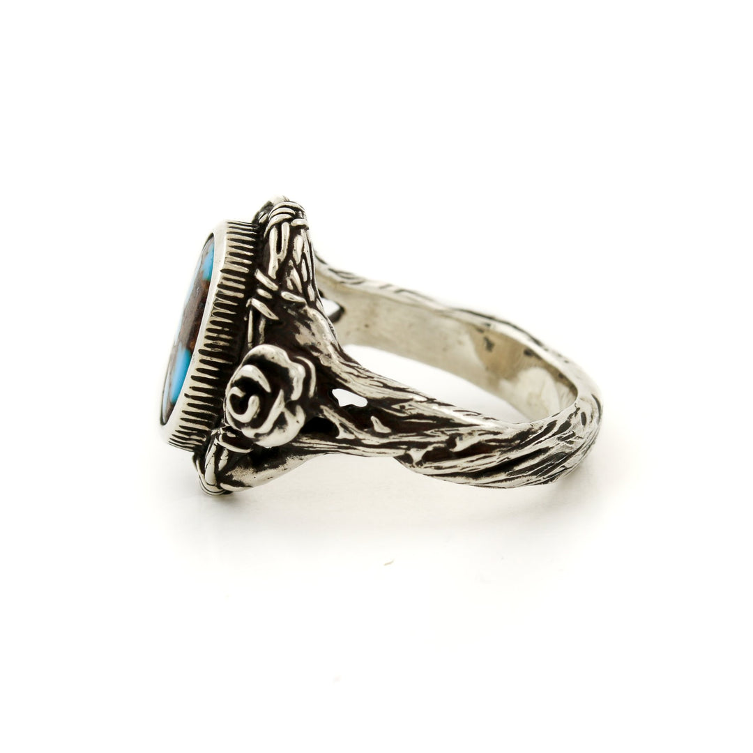 Silver x Egyptian Turquoise "Thorn in My Heart" Signet - Kingdom Jewelry