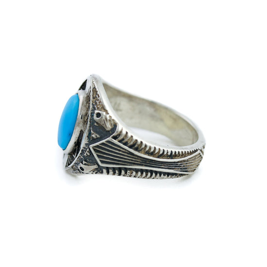 Silver x Electric Egyptian Turquoise "St. Augustine" Ring - Kingdom Jewelry