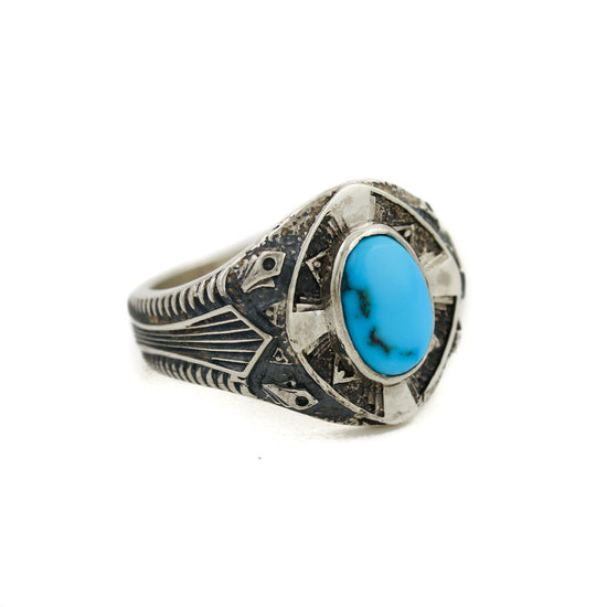 Silver x Electric Egyptian Turquoise "St. Augustine" Ring - Kingdom Jewelry